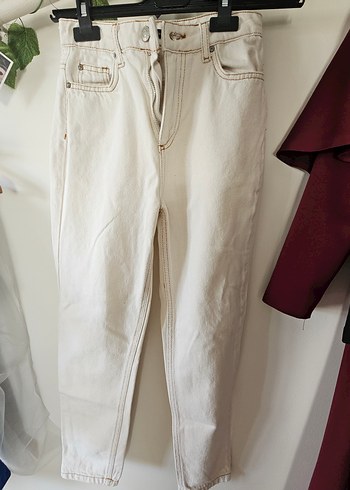 Bej Kadın Regular Fit Pamuk Mom Jean - Görsel 3