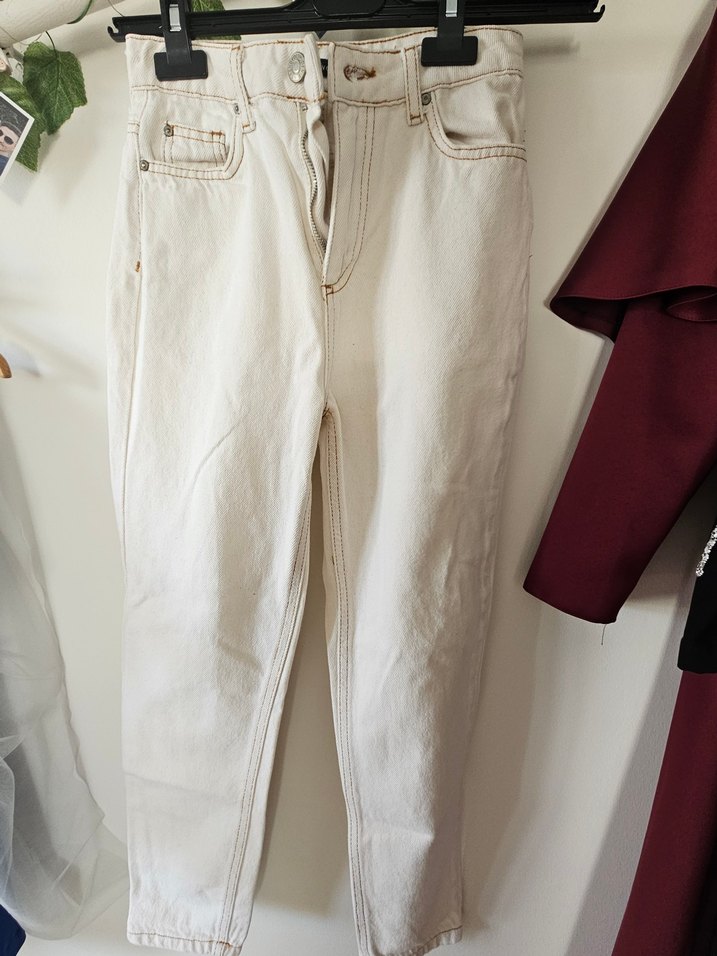 Bej Kadın Regular Fit Pamuk Mom Jean - Görsel 5