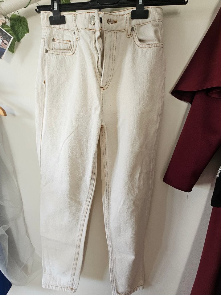 Bej Kadın Regular Fit Pamuk Mom Jean - Görsel 3