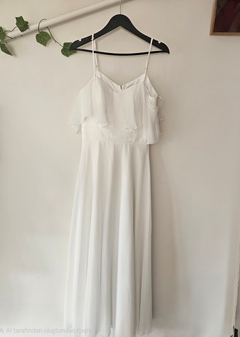 Beyaz Askılı Nikah Elbisesi ve Dış Çekim Elbisesi - Görsel 6