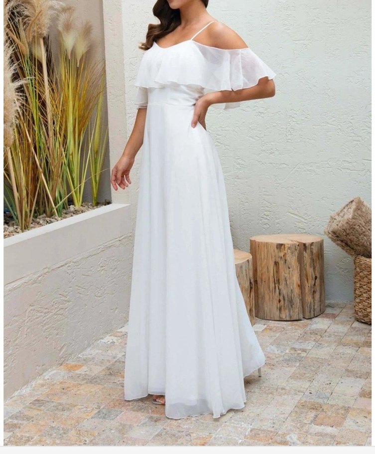 Beyaz Askılı Nikah Elbisesi ve Dış Çekim Elbisesi - Görsel 3