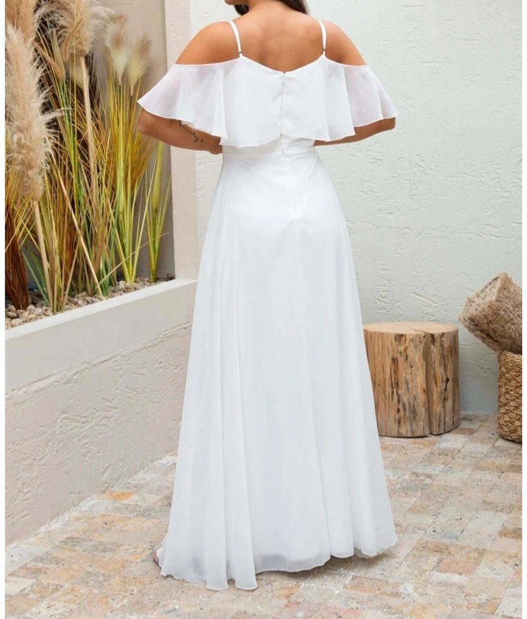 Beyaz Askılı Nikah Elbisesi ve Dış Çekim Elbisesi - Görsel 4