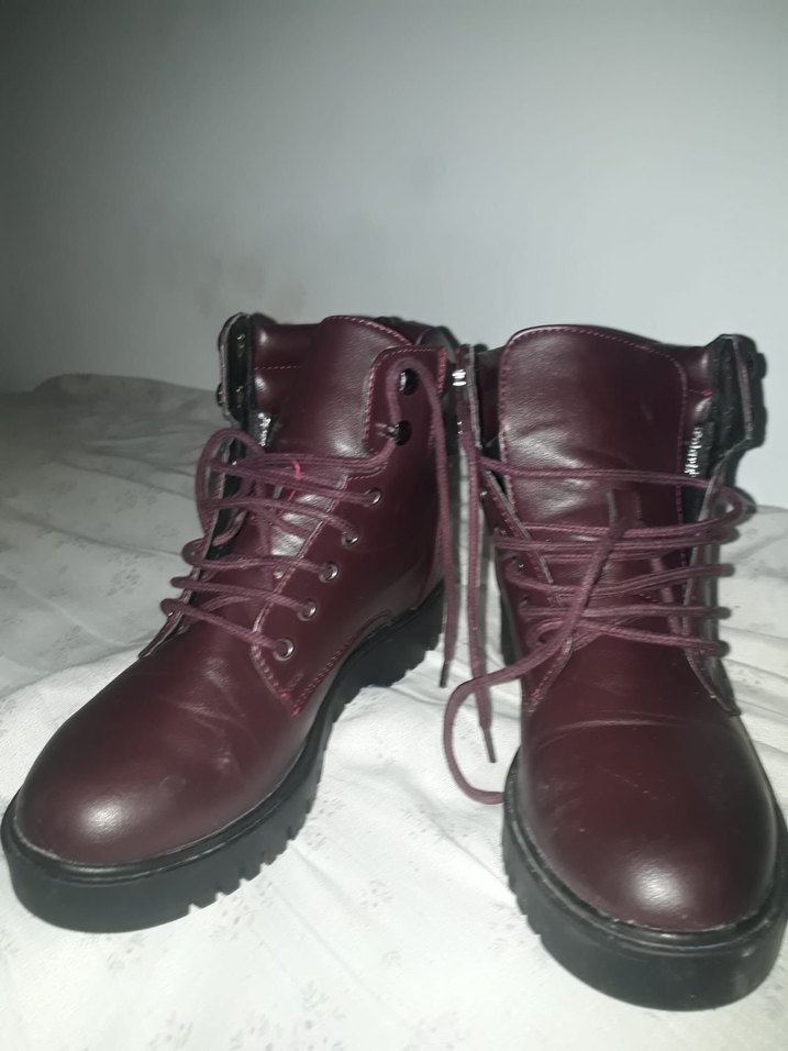 Bordo Deri Kadın Bot - Görsel 3