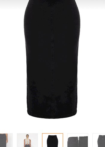 Siyah Midi Denim Kadın Etek - Görsel 3