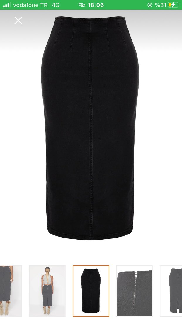 Siyah Midi Denim Kadın Etek - Görsel 3