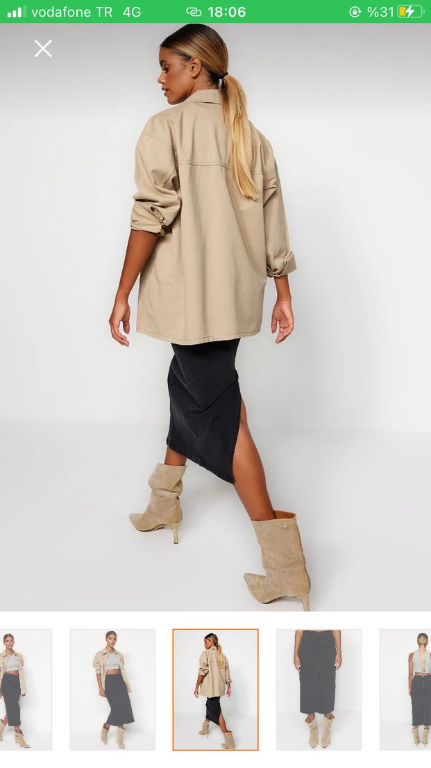 Siyah Midi Denim Kadın Etek - Görsel 2