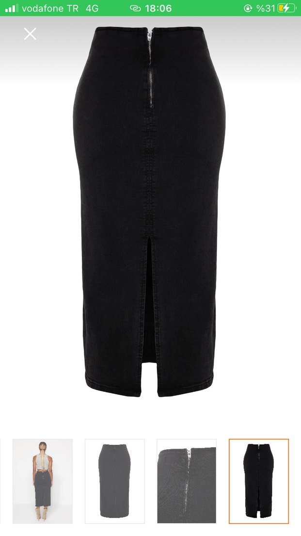 Siyah Midi Denim Kadın Etek - Görsel 4