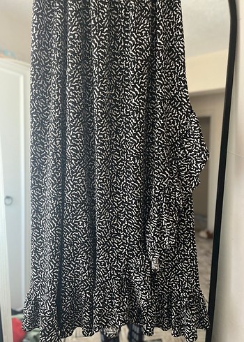 Bohem Siyah Uzun Fırfırlı Etek - Görsel 2