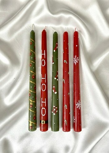 Kırmızı ve Yeşil Noel Mumları - Görsel 3
