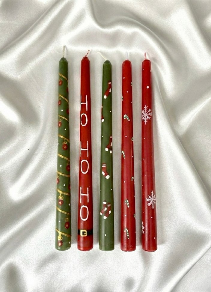 Kırmızı ve Yeşil Noel Mumları - Görsel 3