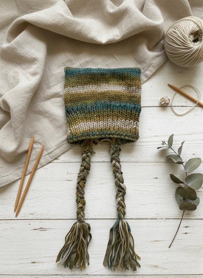 Bohem Örgü Kadın Bere - Haki Gri - Görsel 3