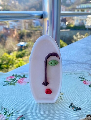 Soyut yüz renkli beyaz soya wax mum - Görsel 2