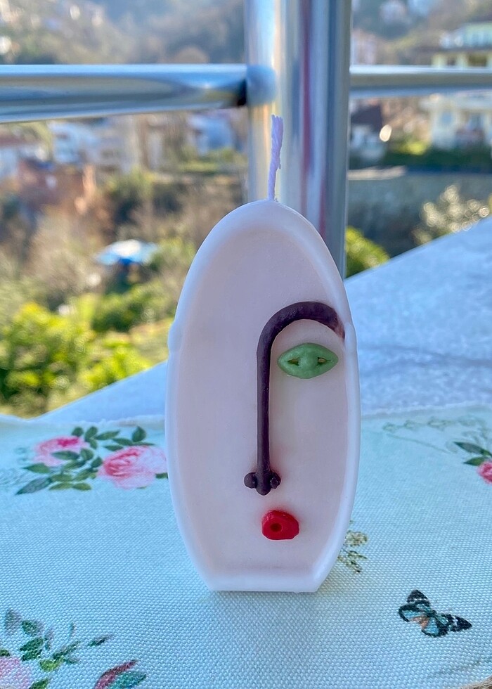 Soyut yüz renkli beyaz soya wax mum - Görsel 2