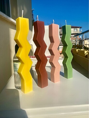 Diğer Zigzag şamdan mum retro set soya wax