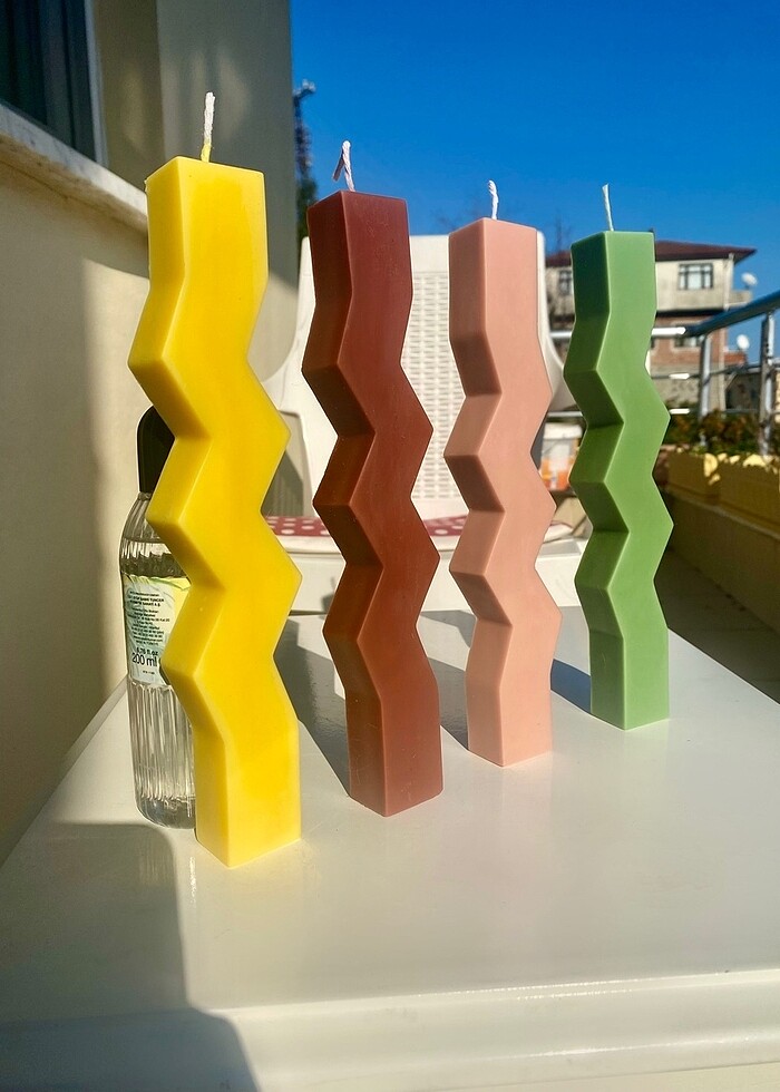 Zigzag şamdan mum retro set soya wax - Görsel 2