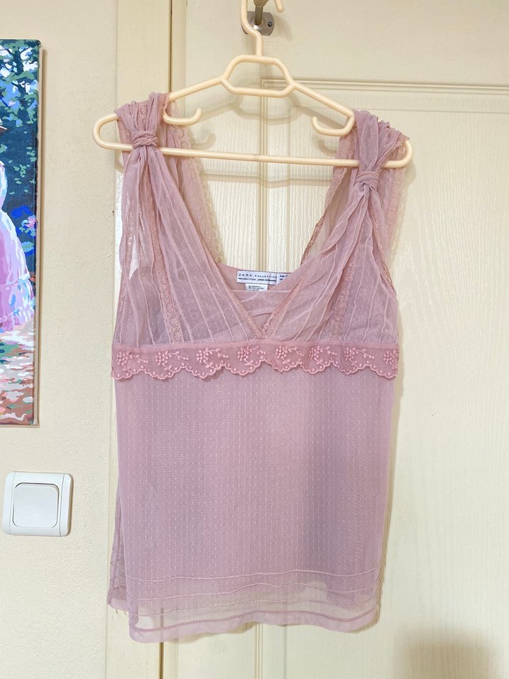 Zara pudra pembe bluz L 40 beden - Görsel 5