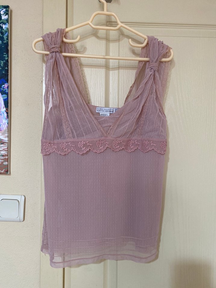 Zara pudra pembe bluz L 40 beden - Görsel 2