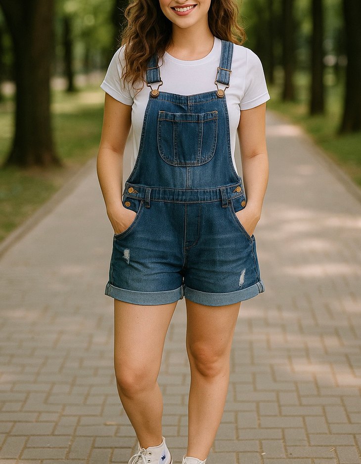 Twist bahçıvan salopet şort tulum L 40 - Görsel 2