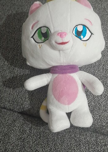 Pastel Renkli Beyaz Peluş Oyuncak Kedi