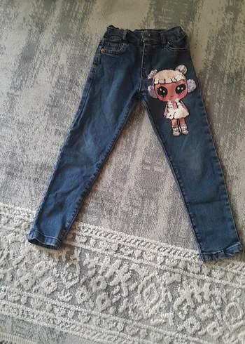 Diğer Nakışlı Düğmeli Kız Kot Pantolon