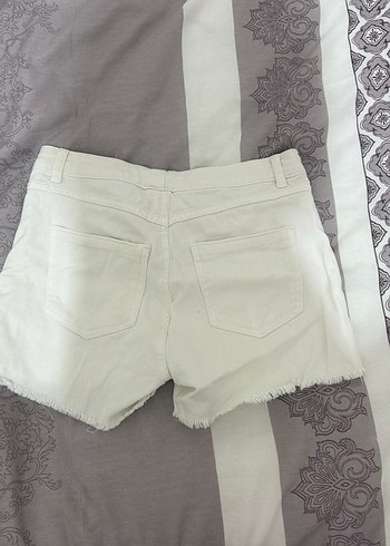 Kadın Beyaz Mini Denim Şort - Görsel 2