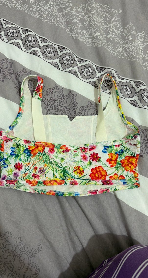 Renkli Çiçek Desenli Bohem Büstiyer - Görsel 2