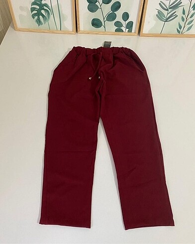 Diğer Bordo beli lastikli pantolon