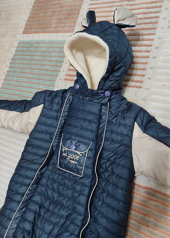 Koyu Mavi Erkek Bebek Kürklü Tulum - Görsel 2