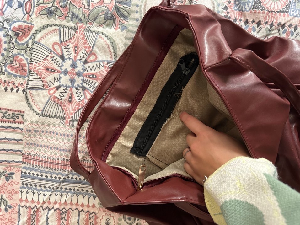 Bordo Deri Büyük Shopper Çanta - Görsel 3