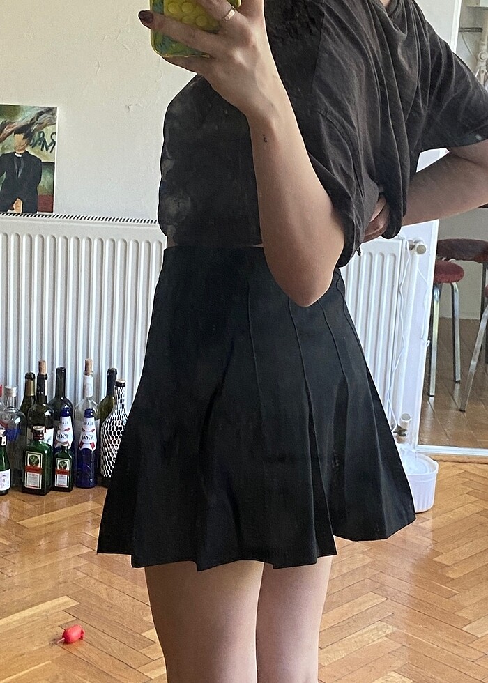 Siyah Pileli Mini Etek - Görsel 2