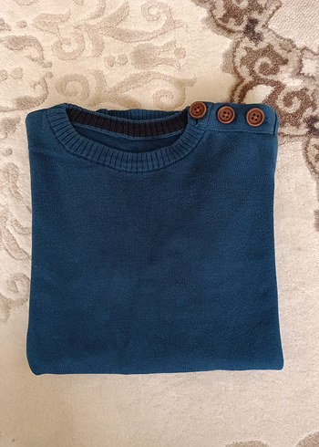 Erkek Çocuk Mavi Örgü Triko Kazak - Görsel 3