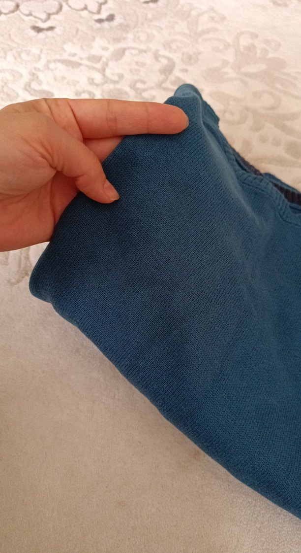 Erkek Çocuk Mavi Örgü Triko Kazak - Görsel 4