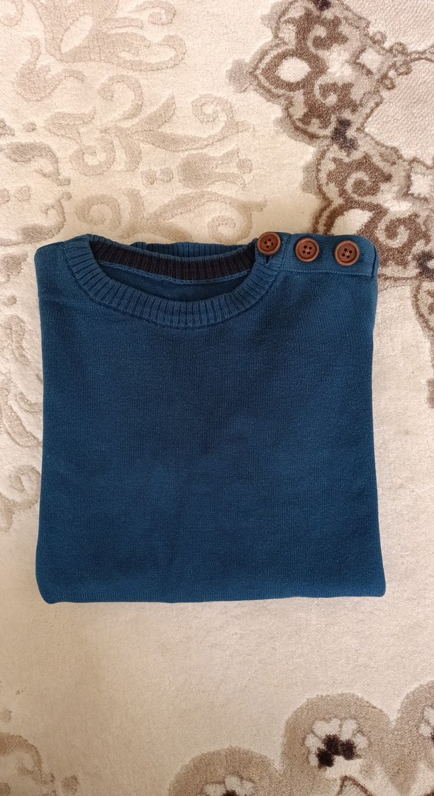 Erkek Çocuk Mavi Örgü Triko Kazak - Görsel 3