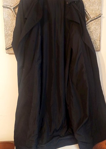 Siyah Kemerli Uzun Kadın Trençkot - Görsel 5