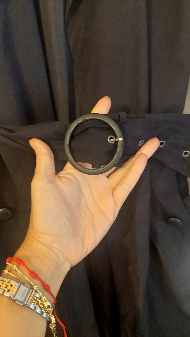 Siyah Kemerli Uzun Kadın Trençkot - Görsel 3