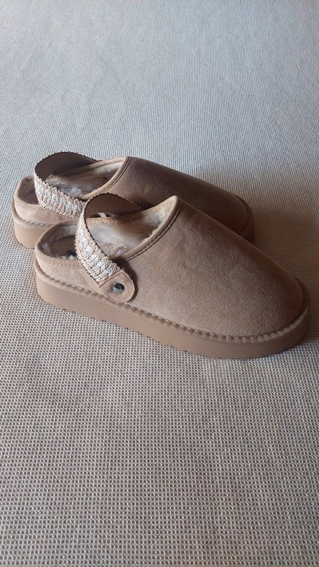 Bej Süet Dolgu Topuklu Kadın Terlik - Görsel 3