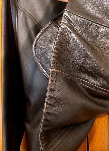 Kahverengi deri ceket - Görsel 2