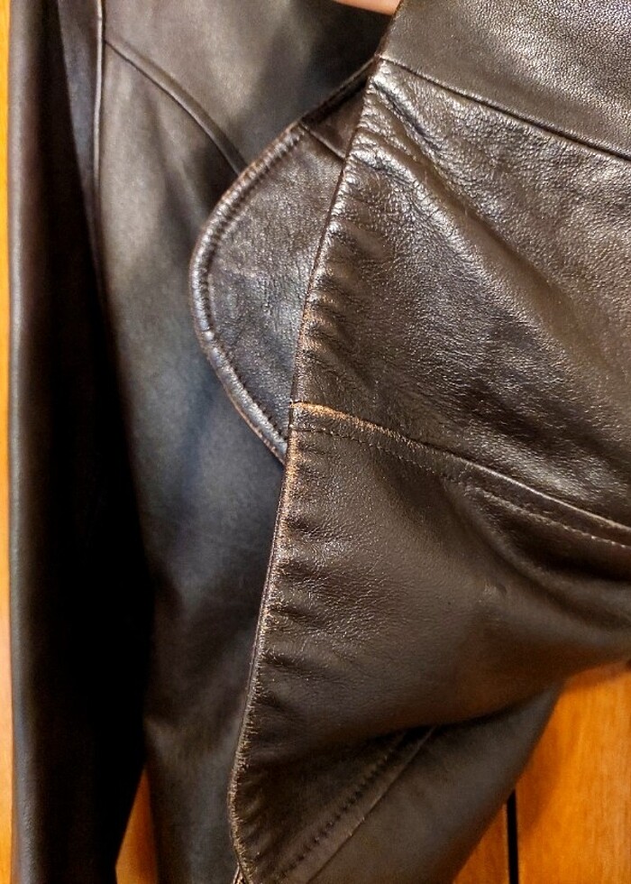 Kahverengi deri ceket - Görsel 2