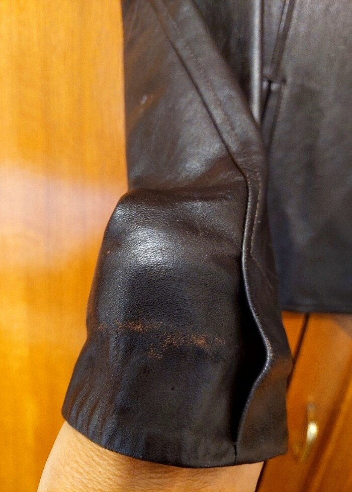 Kahverengi deri ceket - Görsel 3