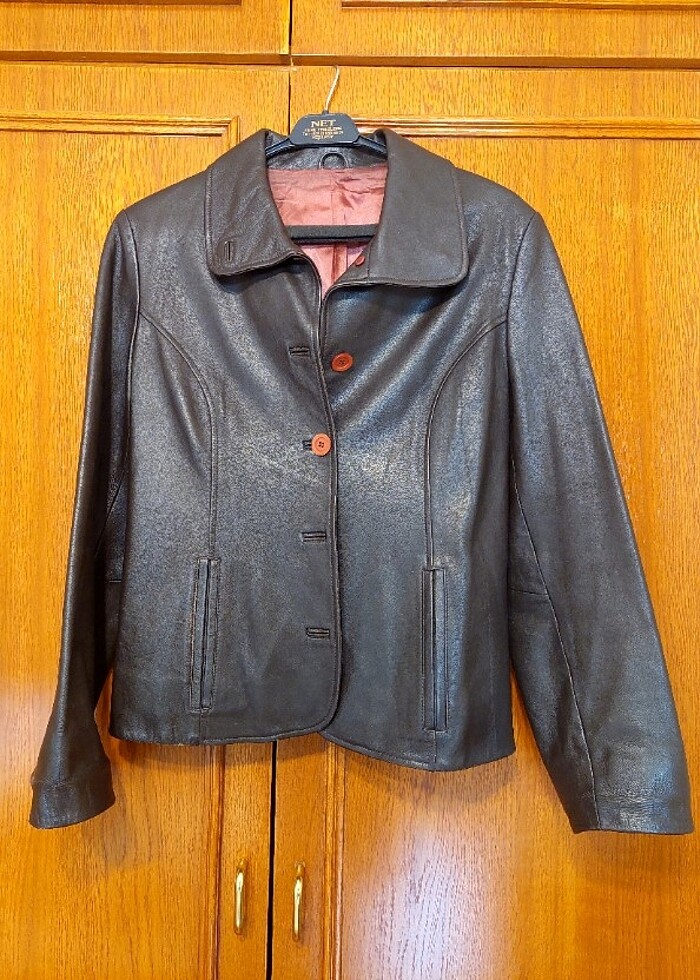 Kahverengi deri ceket - Görsel 4