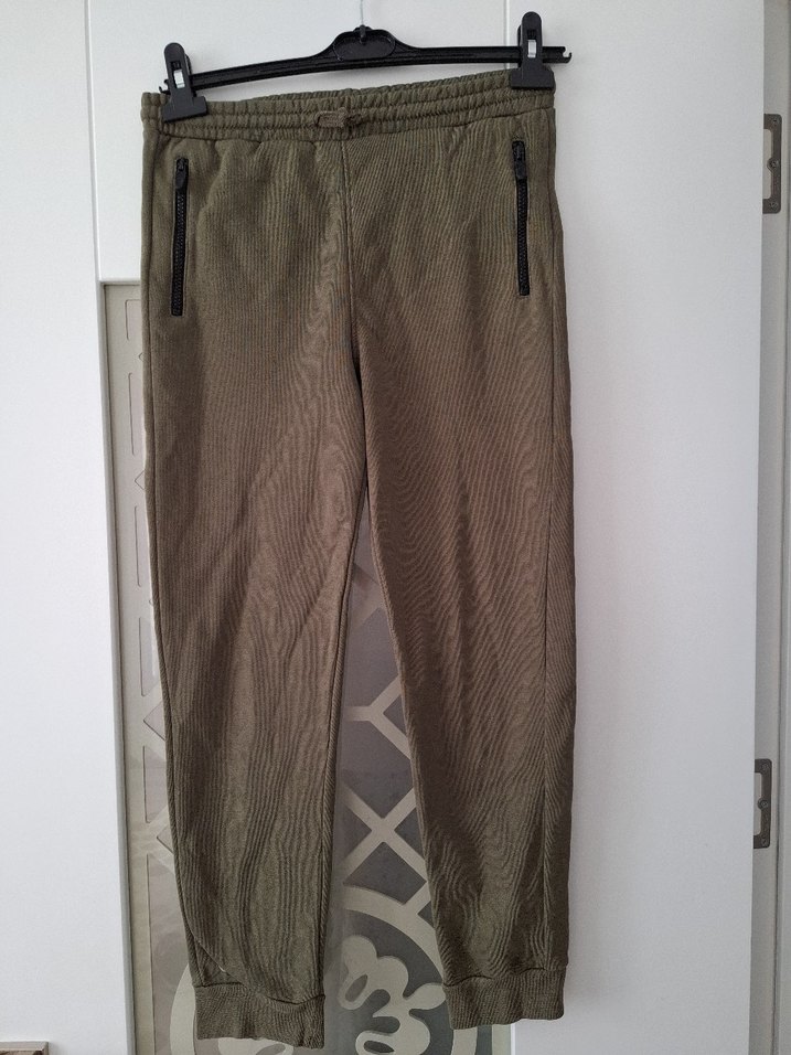 Kadın Gri Kahverengi Bol Kesim Fermuarlı Pantolon - Görsel 2