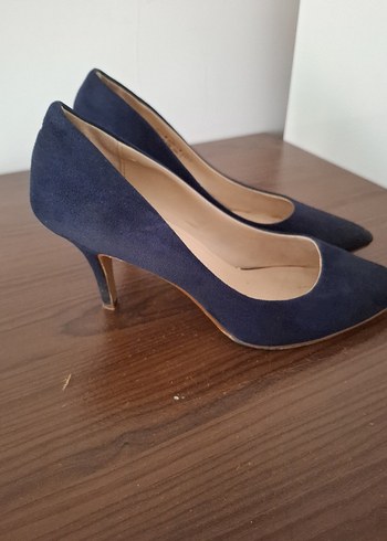 Klasik Lacivert Süet Stiletto Topuklu Kadın Ayakkabı - Görsel 2