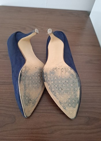 Klasik Lacivert Süet Stiletto Topuklu Kadın Ayakkabı - Görsel 6