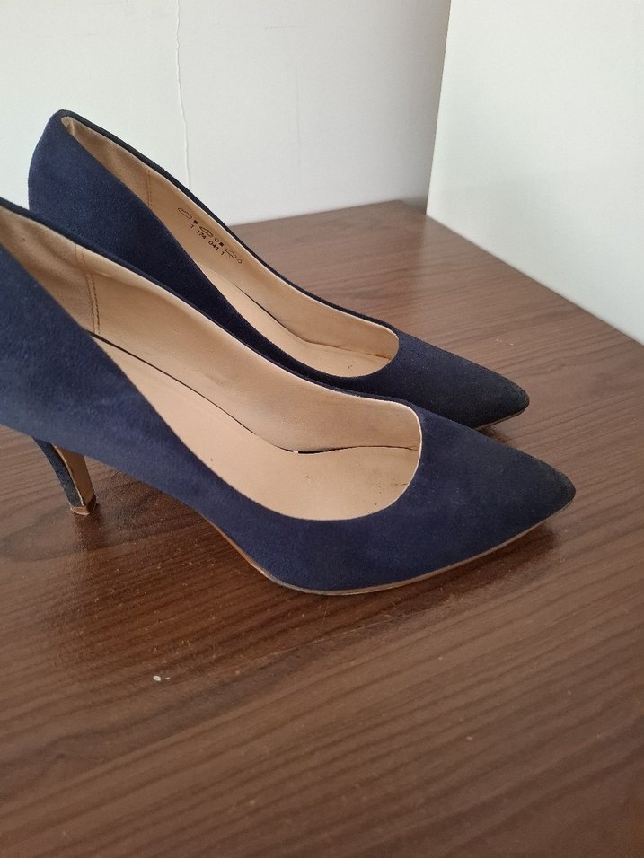 Klasik Lacivert Süet Stiletto Topuklu Kadın Ayakkabı - Görsel 3