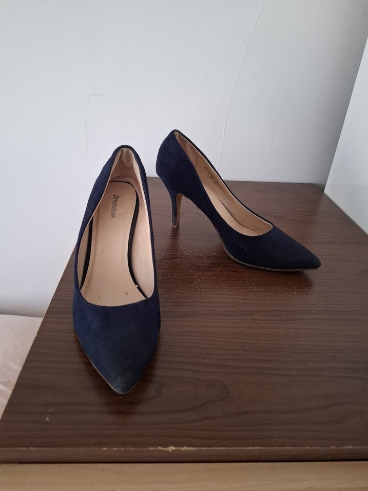 Klasik Lacivert Süet Stiletto Topuklu Kadın Ayakkabı - Görsel 4