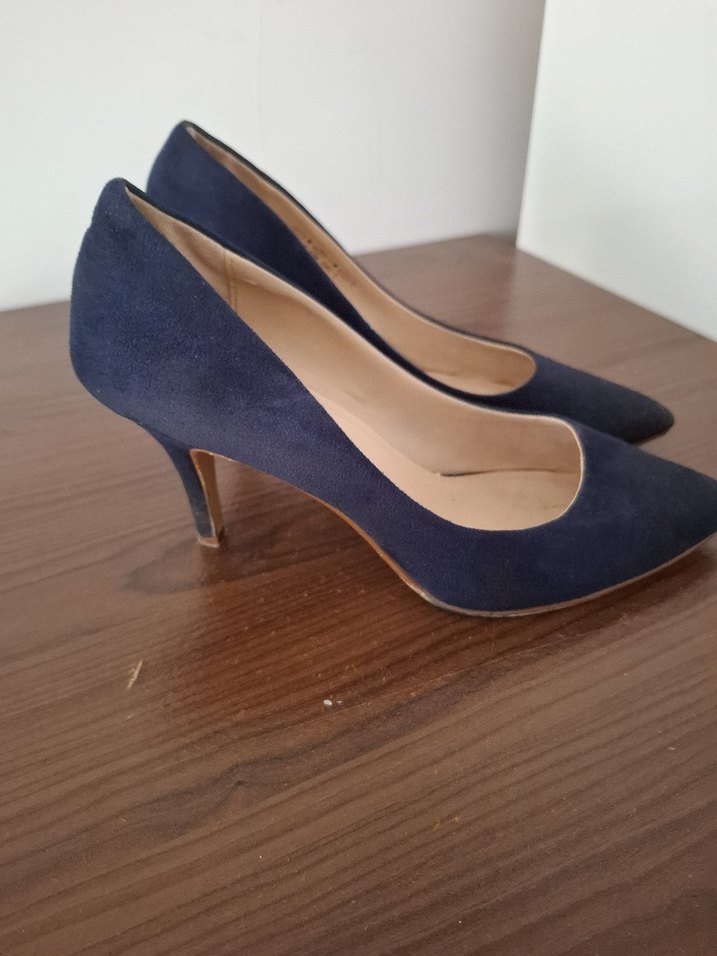 Klasik Lacivert Süet Stiletto Topuklu Kadın Ayakkabı - Görsel 2