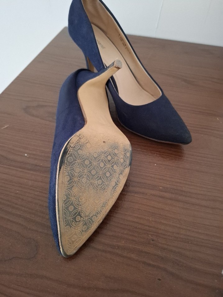 Klasik Lacivert Süet Stiletto Topuklu Kadın Ayakkabı - Görsel 5