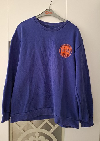 Kadın Mavi Baskılı Salaş Sweatshirt - Görsel 2