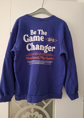 Kadın Mavi Baskılı Salaş Sweatshirt - Görsel 4