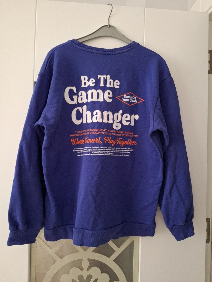 Kadın Mavi Baskılı Salaş Sweatshirt - Görsel 3